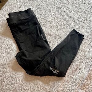 Spanx XL black denim distressed jeans.